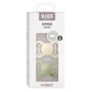 Bibs - set 2 suzete supreme latex, tetina simetrica, 6 luni +-ivory/sage bbb270346