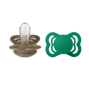 Bibs - set 2 suzete supreme silicon, tetina simetrica, 0 luni +-dark oak/evergreen bbb160399