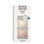 Bibs - set 2 suzete supreme silicon, tetina simetrica, 0 luni +-ivory/blush bbb160221