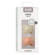 Bibs - set 2 suzete supreme silicon, tetina simetrica, 0 luni +-vanilla/peach bbb160350