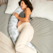 doomoo - perna mare pentru gravide si bebelusi 3 in 1, bumbac organic buddy leaves aqua green bbbb31