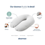 doomoo - perna mare pentru gravide si bebelusi 3 in 1, bumbac organic buddy leaves aqua green bbbb31