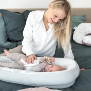 Doomoo - baby nest din bumbac organic cocoon leaves aqua green bbbco08