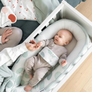 Doomoo - baby nest din bumbac organic cocoon leaves aqua green bbbco08