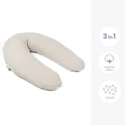 Doomoo - perna mare 3 in 1 comfy big tetra almond din bumbac organic: perna gravide, suport pentru hranire, suport pentru bebe bbb35001027