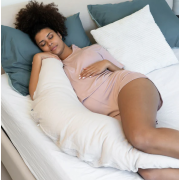 Doomoo - perna mare 3 in 1 comfy big tetra almond din bumbac organic: perna gravide, suport pentru hranire, suport pentru bebe bbb35001027