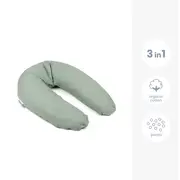 Doomoo - perna mare 3 in 1 comfy big tetra green din bumbac organic: perna gravide, suport pentru hranire, suport pentru bebe bbb35001024