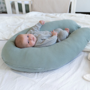 Doomoo - perna mare 3 in 1 comfy big tetra green din bumbac organic: perna gravide, suport pentru hranire, suport pentru bebe bbb35001024