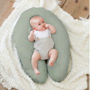 Doomoo - perna mare 3 in 1 comfy big tetra green din bumbac organic: perna gravide, suport pentru hranire, suport pentru bebe bbb35001024