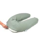 Doomoo - perna mare 3 in 1 comfy big tetra green din bumbac organic: perna gravide, suport pentru hranire, suport pentru bebe bbb35001024