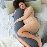 Doomoo - perna mare pentru gravide si bebelusi 3 in 1, bumbac organic buddy chine anthracite bbbb12