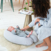 Doomoo - perna mare pentru gravide si bebelusi 3 in 1, bumbac organic buddy light grey bbbb01