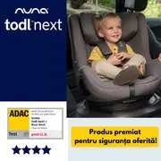 Nuna - set scaun auto rotativ i-size todl next pine, 40-105 cm + baza isofix base next i-size pentru todl next, testat adac bbbcs14910pneglset