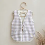 Vesta Pentru Copii, Reversibila, Dublat, Muselina Carouri Bej Si Tesatura Bucle Crem, Teddy By Babyly, 92 98, 1-3 Ani Pjb4196051