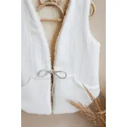 Vesta Pentru Copii, Reversibila, Dublat, Muselina Carouri Bej Si Tesatura Bucle Crem, Teddy By Babyly, 92 98, 1-3 Ani Pjb4196051