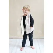 Vesta Pentru Copii, Reversibila, Dublat, Muselina Carouri Bej Si Tesatura Bucle Crem, Teddy By Babyly, 92 98, 1-3 Ani Pjb4196051