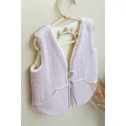 Vesta Pentru Fetita, Reversibila, Dublat, Bumbac Brodat Roz Si Tesatura Bucle Crem, Teddy By Babyly, 104 110, 3-5 Ani Pjb4196082