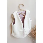 Vesta Pentru Fetita, Reversibila, Dublat, Bumbac Brodat Roz Si Tesatura Bucle Crem, Teddy By Babyly, 104 110, 3-5 Ani Pjb4196082
