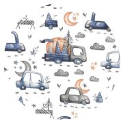 Aparatoare pentru patut, MimiNu, Din bumbac certificat Oeko Tex Standard 100, 180x30 cm, Cu panglici, Design, Cars Grey BYN6426972025294