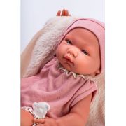 Bebelus maria cu costumas roz si paturica bej 43cm as0367010