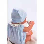 Bebelus pablo cu costumas albastru si paturica bej 43cm as0367011