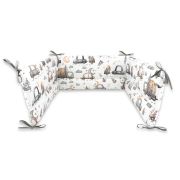 Lenjerie patut cu 3 piese, MimiNu, Pentru patut 120x60 cm, Cu protectie laterala, Din bumbac certificat Oeko Tex Standard 100, Design, Cars Grey BYN6426972025324