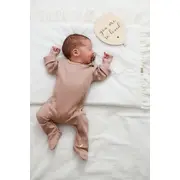 Salopeta Bebelusi Cu Maneca Lunga Si Botosei, Inchidere Cu Fermoar, Bej Fluid, Marimea 68 Pjb4195788