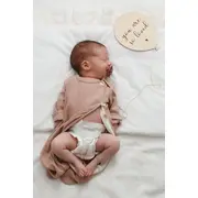 Salopeta Bebelusi Cu Maneca Lunga Si Botosei, Inchidere Cu Fermoar, Bej Fluid, Marimea 68 Pjb4195788