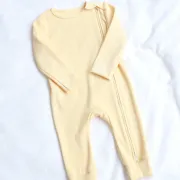 Salopeta Bebelusi Cu Maneca Lunga Si Botosei, Inchidere Cu Fermoar, Galben Banana, Marimea 74 Pjb4195856