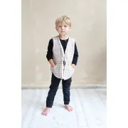 Vesta Pentru Copii, Reversibila, Dublat, Muselina Carouri Bej Si Tesatura Bucle Crem, Teddy By Babyly, 104 110, 3-5 Ani Pjb4196105