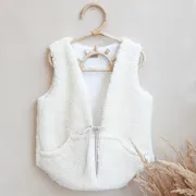 Vesta Pentru Fetita, Reversibila, Dublat, Bumbac Brodat Ecru Si Tesatura Bucle Crem, Teddy By Babyly, 104 110, 3-5 Ani Pjb4196068