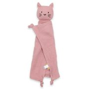 Jucarie textila, New Baby, Baby Cat, Pentru bebelusi, Moale, Din muselina, 100% bumbac,30x30 cm, Pink BYN53497