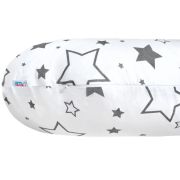 Perna alaptare, New Baby, Stelute, Cu husa detasabila, Din bumbac, 125x16 cm, Gri BYN35210