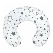 Perna alaptare, New Baby, Stelute, Cu husa detasabila, Din bumbac, 125x16 cm, Gri BYN35210