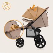 Carucior sport, Lionelo, Annet Plus, De la nastere, Cu accesorii si capotina XXL reglabila, 0 - 22 Kg, Conform cu standardele europene de securitate EN1888-1 si EN1888-2, Bej BYNLO-ANNET_PLUS_BEIGE_SAND