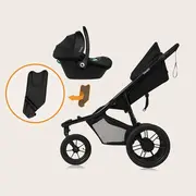 Carucior sport, Lionelo, Azura, Cu 3 roti, Cu baldachin XXL impermeabil, Pliere compacta, Pana la 22 kg, 6-48 luni, Conform cu standardele europene de securitate EN1888-1 si EN1888-2, Negru BYNLO-AZURA_BLACK_ONYX