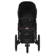 Carucior sport, Lionelo, Azura, Cu 3 roti, Cu baldachin XXL impermeabil, Pliere compacta, Pana la 22 kg, 6-48 luni, Conform cu standardele europene de securitate EN1888-1 si EN1888-2, Negru BYNLO-AZURA_BLACK_ONYX