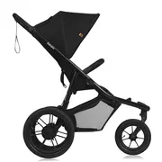 Carucior sport, Lionelo, Azura, Cu 3 roti, Cu baldachin XXL impermeabil, Pliere compacta, Pana la 22 kg, 6-48 luni, Conform cu standardele europene de securitate EN1888-1 si EN1888-2, Negru BYNLO-AZURA_BLACK_ONYX