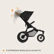 Carucior sport, Lionelo, Azura, Cu 3 roti, Cu baldachin XXL impermeabil, Pliere compacta, Pana la 22 kg, 6-48 luni, Conform cu standardele europene de securitate EN1888-1 si EN1888-2, Negru BYNLO-AZURA_BLACK_ONYX