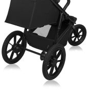 Carucior sport, Lionelo, Azura, Cu 3 roti, Cu baldachin XXL impermeabil, Pliere compacta, Pana la 22 kg, 6-48 luni, Conform cu standardele europene de securitate EN1888-1 si EN1888-2, Negru BYNLO-AZURA_BLACK_ONYX