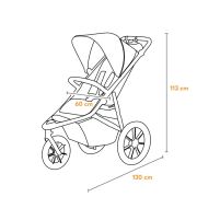 Carucior sport, Lionelo, Azura, Cu 3 roti, Cu baldachin XXL impermeabil, Pliere compacta, Pana la 22 kg, 6-48 luni, Conform cu standardele europene de securitate EN1888-1 si EN1888-2, Negru BYNLO-AZURA_BLACK_ONYX