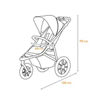 Carucior sport, Lionelo, Azura, Cu 3 roti, Cu baldachin XXL impermeabil, Pliere compacta, Pana la 22 kg, 6-48 luni, Conform cu standardele europene de securitate EN1888-1 si EN1888-2, Negru BYNLO-AZURA_BLACK_ONYX