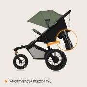 Carucior sport, Lionelo, Azura, Cu 3 roti, Cu baldachin XXL impermeabil, Pliere compacta, Pana la 22 kg, 6-48 luni, Conform cu standardele europene de securitate EN1888-1 si EN1888-2, Verde BYNLO-AZURA_GREEN_FOREST