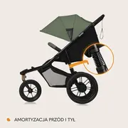 Carucior sport, Lionelo, Azura, Cu 3 roti, Cu baldachin XXL impermeabil, Pliere compacta, Pana la 22 kg, 6-48 luni, Conform cu standardele europene de securitate EN1888-1 si EN1888-2, Verde BYNLO-AZURA_GREEN_FOREST