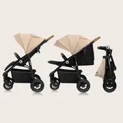 Carucior sport, Lionelo, Natt, De la nastere, Cu accesorii si capotina XXL reglabila, 0 - 22 kg, Conform cu standardele europene de securitate EN1888-1, EN1888-2, Bej BYNLO-NATT_BEIGE_SAND