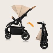 Carucior sport, Lionelo, Natt, De la nastere, Cu accesorii si capotina XXL reglabila, 0 - 22 kg, Conform cu standardele europene de securitate EN1888-1, EN1888-2, Bej BYNLO-NATT_BEIGE_SAND