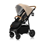 Carucior sport, Lionelo, Natt, De la nastere, Cu accesorii si capotina XXL reglabila, 0 - 22 kg, Conform cu standardele europene de securitate EN1888-1, EN1888-2, Bej BYNLO-NATT_BEIGE_SAND