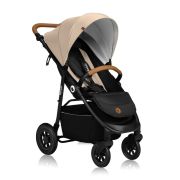 Carucior sport, Lionelo, Natt, De la nastere, Cu accesorii si capotina XXL reglabila, 0 - 22 kg, Conform cu standardele europene de securitate EN1888-1, EN1888-2, Bej BYNLO-NATT_BEIGE_SAND