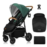 Carucior sport, Lionelo, Natt, De la nastere, Cu accesorii si capotina XXL reglabila, 0 - 22 kg, Conform cu standardele europene de securitate EN1888-1, EN1888-2, Verde BYNLO-NATT_GREEN_EMERALD