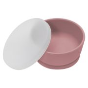 Bol din silicon cu ventuza si capac, AppeKids - Old Rose KRTAK275770